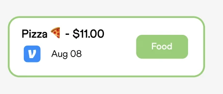 transaction widget iteration 2, with a budget category tag